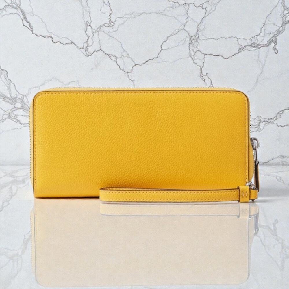 Coach Essential Continental Leather Wallet in Canary Yellow CS011 - Picture 2 of 4